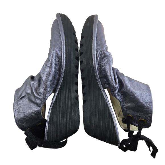 Fly London Yema Wedge Sandals Metallic Light Purple Leather Lace Up Womens 7.5 8 - Picture 9 of 12